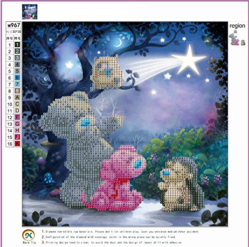 Kit de pintura de diamante 5D de Numbers Teddy Animals DIY painting disney, Crystal Rhinestone de punto de cruz bordado artes manualidades suministros para decoración de la pared del hogar 30x30 cm