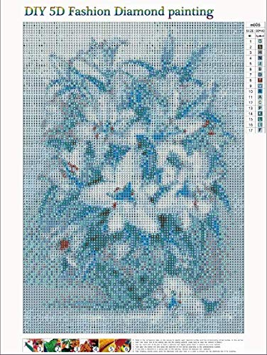 Kit de pintura de diamantes 5D por número, DIY 5d diamond painting，Cuadros punto de cruz kit Bordado Mosaico para la decoración del hogar con Herramientas Accesorios (30 x 40 cm), Flor de lirio