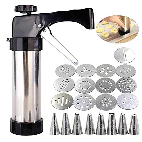 Kit De Pistola De Prensa De Galletas, Decorador De Postres, Decoración De Pasteles 13 Moldes De Prensa Y 7 Boquillas De Tubería De Pastelería, Herramienta Para Hornear,