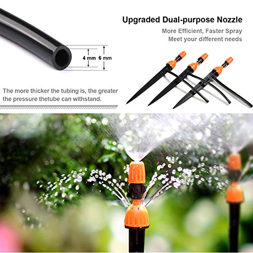 Kit de Riego por Goteo - 40m 1/4" Micro Sistema de Riego por Bricolaje para Jardín, Kit de Goteo para Riego de Tubos para Plantas de Invernadero, Cama de Flores, Patio, Césped