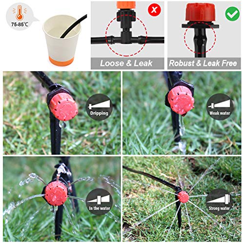 Kit de Riego por Goteo - 40m 1/4" Micro Sistema de Riego por Bricolaje para Jardín, Kit de Goteo para Riego de Tubos para Plantas de Invernadero, Cama de Flores, Patio, Césped