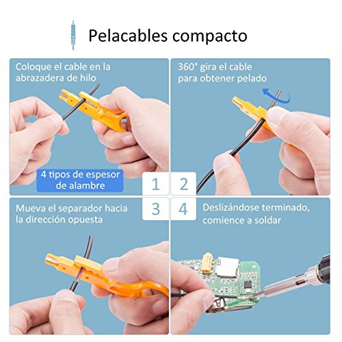 Kit de Soldadura 21 en 1, VicTsing 60W Soldador Electrónica de Estaño con un Destornillador y Pelacables,Interruptor On/Off, Soporte en Forma de S, 5pcs Puntas, Temperatura Ajustable, Indicador LED