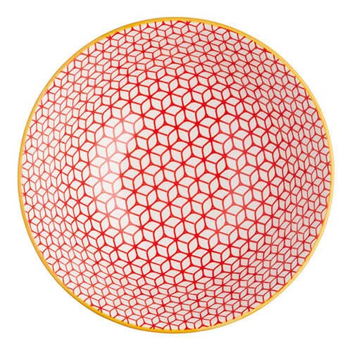 Kitchen Craft Bol gres esmaltado Geometric Blue, Multicolor, 15.5x7.5cm
