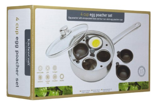 Kitchen Craft Clearview - Cazo de Acero Inoxidable para escalfar Huevos (4 Huecos)