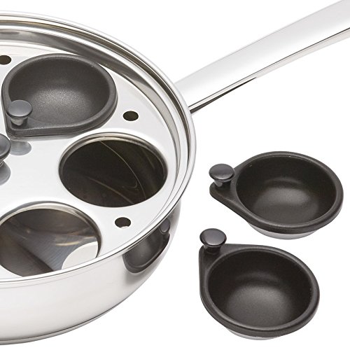 Kitchen Craft Clearview - Cazo de Acero Inoxidable para escalfar Huevos (4 Huecos)