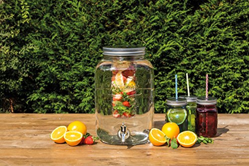 Kitchen Craft Home Made – Tarro de Cristal dispensador de Bebidas con infusor de Agua, 7,5 litros, Transparente
