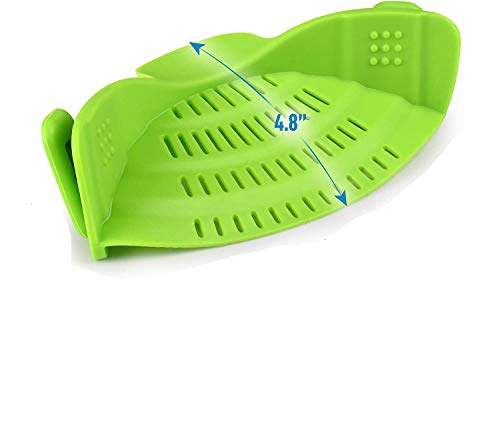 Kitchen N Strain - Colador de silicona con clip para todo tipo de ollas y cuencos, color verde lima