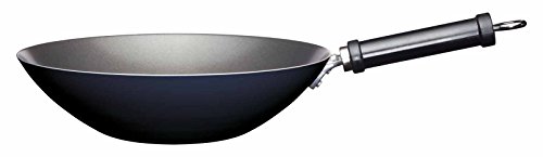Kitchencraft World of Flavours chino antiadherente de acero al carbono Wok, 30 cm (12 "), color azul