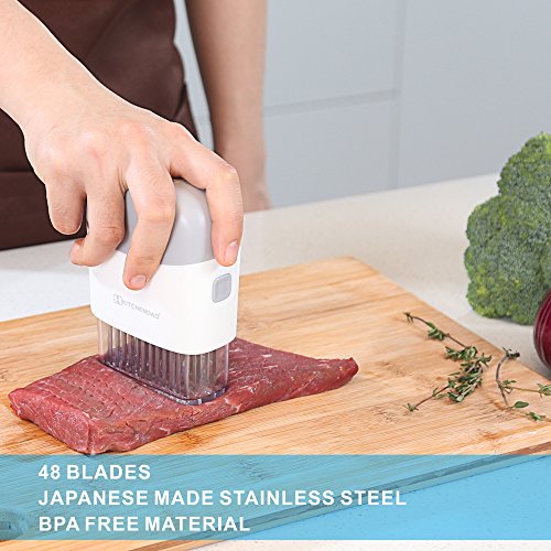 KITCHENDAO 48-Blade Acero Inoxidable Tenderizador de Carne, con Bloqueo de Seguridad - Desmontable para una fácil Limpieza, Apto para lavavajillas, para cocinar a la Carne, Carne de Vaca