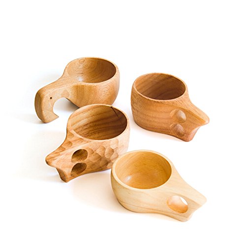 Kitchnexus Taza de madera de la taza de la mochila de Kuksa hecha a mano nórdica del estilo para acampar yendo de excursión la taza de té Bushcraft