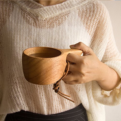 Kitchnexus Taza de madera de la taza de la mochila de Kuksa hecha a mano nórdica del estilo para acampar yendo de excursión la taza de té Bushcraft