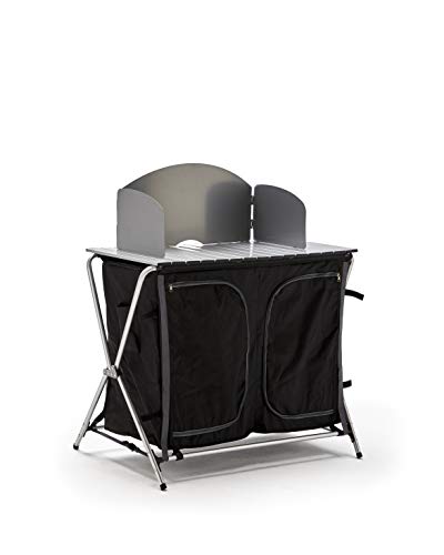 KitGarden - Armario Camping con Paraviento, 88x47x80 cm, Negro, Cabinet BBQ