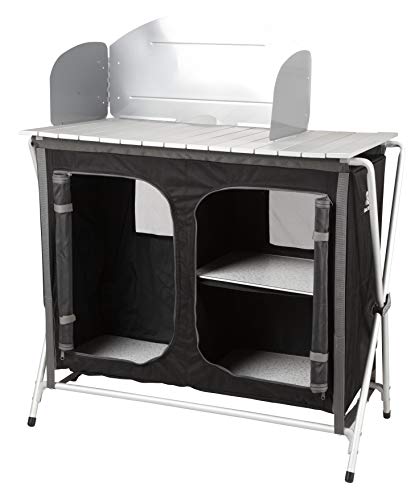 KitGarden - Armario Camping con Paraviento, 88x47x80 cm, Negro, Cabinet BBQ