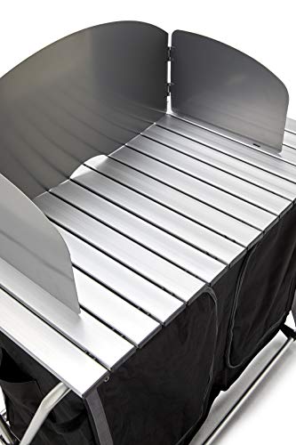 KitGarden - Armario Camping con Paraviento, 88x47x80 cm, Negro, Cabinet BBQ