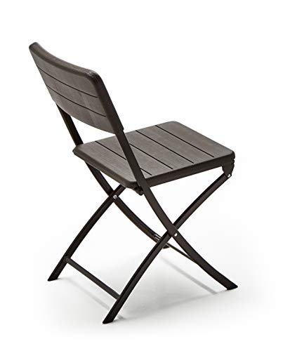 KitGarden - Pack de 4 Sillas Plegables Imitación Madera, Marrón, Wood