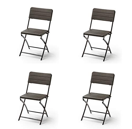 KitGarden - Pack de 4 Sillas Plegables Imitación Madera, Marrón, Wood