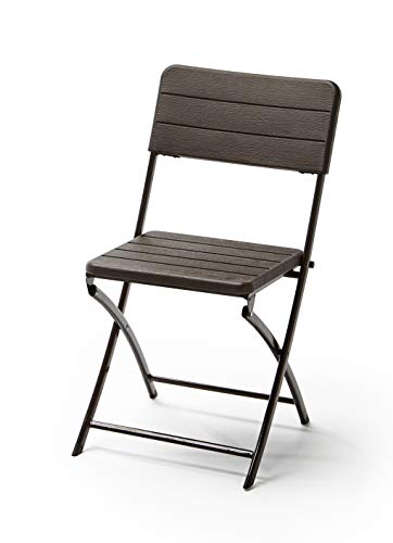 KitGarden - Pack de 4 Sillas Plegables Imitación Madera, Marrón, Wood