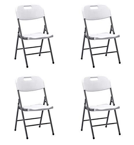 KitGarden - Pack de 4 Sillas Plegables Multifunciónal, Blanco, Folding