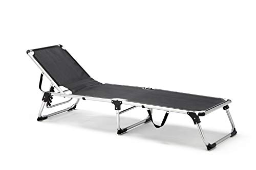 KitGarden - Tumbona Plegable Multiposiciones Playa/Jardín, 188x60x30cm, Negro, Oceano