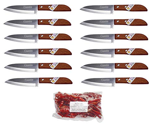 kiwiandkomkom 12 x Kiwi Thai – Cuchillo para Fruta Frutas # 503 – Cuchillo de Cocina + 30 g Thai Chilli Afilado De La isaan Ban Nong saeng Nord Tailandia