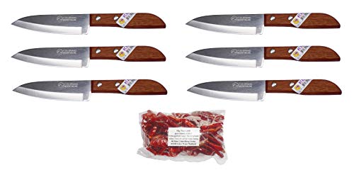 kiwiandkomkom 6 x Kiwi Thai – Cuchillo para fruta frutas # 503 – Cuchillo de cocina + 30 g Thai Chilli Afilado De La isaan Ban Nong saeng Nord Tailandia