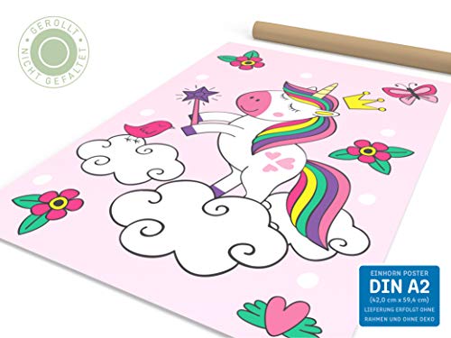 kizibi® Póster de Unicornio para habitación de niños y bebés, póster Decorativo para niñas, Unicornios, imágenes de habitación Infantil, Cuadro sin Marco, impresión