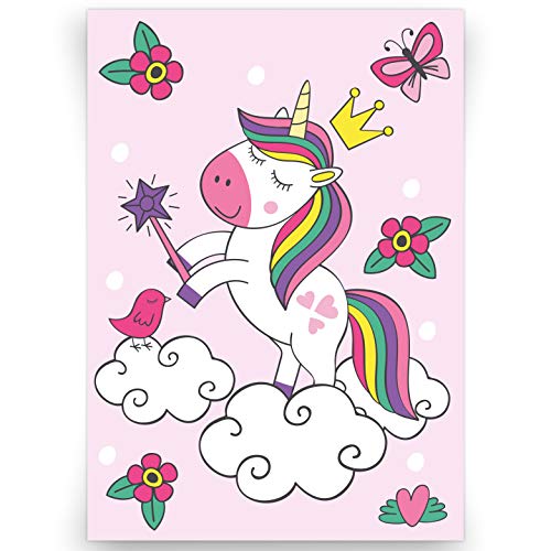 kizibi® Póster de Unicornio para habitación de niños y bebés, póster Decorativo para niñas, Unicornios, imágenes de habitación Infantil, Cuadro sin Marco, impresión