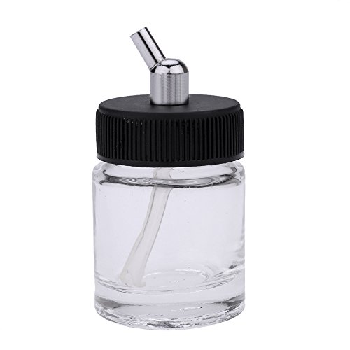 KKmoon 10PZAS Botellas de Vidrio de Aerógrafo Botella(Tarros) de Aerógrafo con Tapa de Ensamblaje del Adaptador del Ángulo 30 ° Utilizando en Aerógrafo de Doble Acción