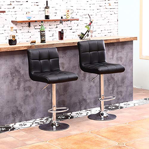 KKTONER Taburete de Bar Taburete Alto de Bar con Respaldo de Silla pies tapizados de Cuero Artificial Altura Ajustable