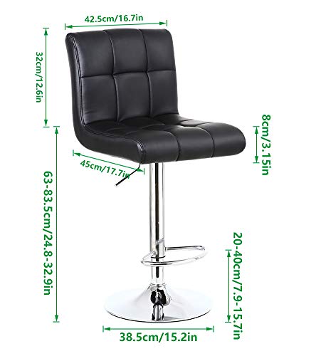 KKTONER Taburete de Bar Taburete Alto de Bar con Respaldo de Silla pies tapizados de Cuero Artificial Altura Ajustable