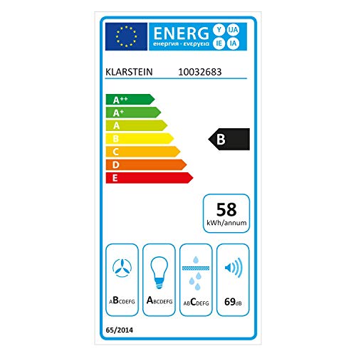 Klarstein Annabelle 90 Campana extractora - Extractor de humos de pared, Absorción y ventilación, Rendimiento de 650 m³/h, 230 W, Iluminación LED, Acero inoxidable, Panel táctil, Negro