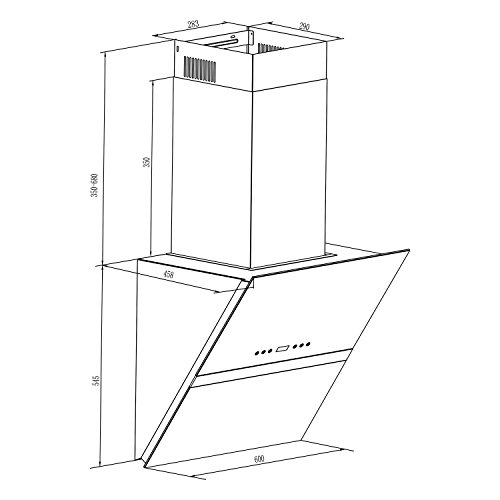 KLARSTEIN Aurea VII Campana extractora Plana (195 W Potencia, Capacidad absorción 620m³/h, 60 cm, Panel táctil, Frontal Vidrio, Mando a Distancia, Temporizador, Clase A) - Blanco