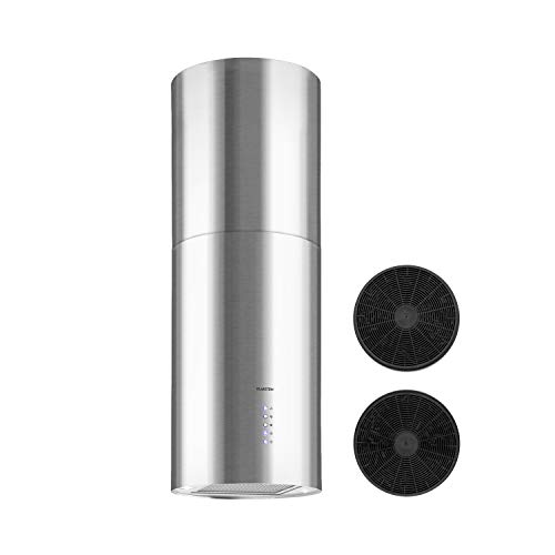 Klarstein Beretta Campana extractora - Extractor de humos tipo isla, 35 cm de diámetro/cubierta de 60 cm, Absorción y ventilación, 650 m³/h, Filtro de carbón activo, Clase C, Acero inoxidable