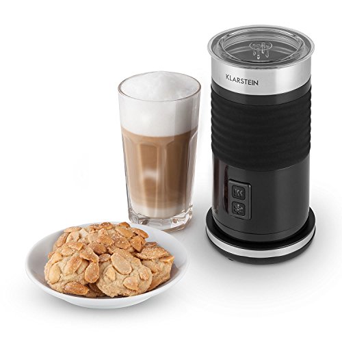 Klarstein Biancolatte Nero - Jarra espumadora con termostato, Calentador de leche, Antiadherente, cappuccino, latte macchiato y café con leche, Apagado automático, Acero inoxidable, Negro