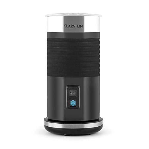 Klarstein Biancolatte Nero - Jarra espumadora con termostato, Calentador de leche, Antiadherente, cappuccino, latte macchiato y café con leche, Apagado automático, Acero inoxidable, Negro