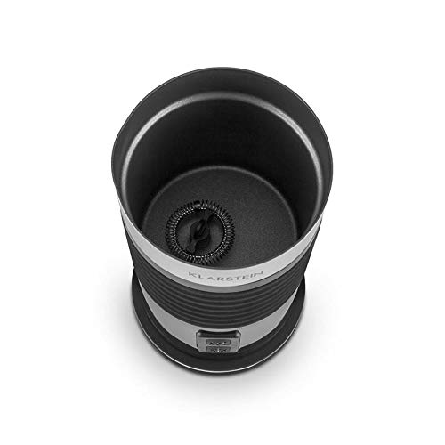 Klarstein Biancolatte Nero - Jarra espumadora con termostato, Calentador de leche, Antiadherente, cappuccino, latte macchiato y café con leche, Apagado automático, Acero inoxidable, Negro