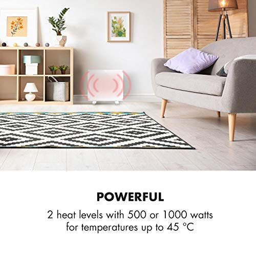 Klarstein Bornholm Single - Convector-calefactor, Calefactor eléctrico, Radiador, 1000W, Protección IP23, Modo ECO, Protección sobrecalentamiento, Seguro niños, Blanco