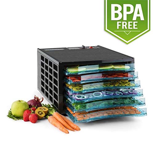 KLARSTEIN Fruit Jerky 6 Quick Edition -Deshidratador de fruta y alimentos, 6 pisos, 630W de potencia, regulable hasta 68°C, libre de BPA, fácil limpieza, Negro