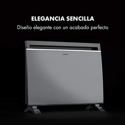Klarstein Gotland - Convector de Vidrio, Potencia 3 Niveles: 600, 900 y 1500W, Radiador con Perilla y termostato, Seguro de Temperatura Integrado, Aparato de Suelo, Diseño Moderno, Blanco