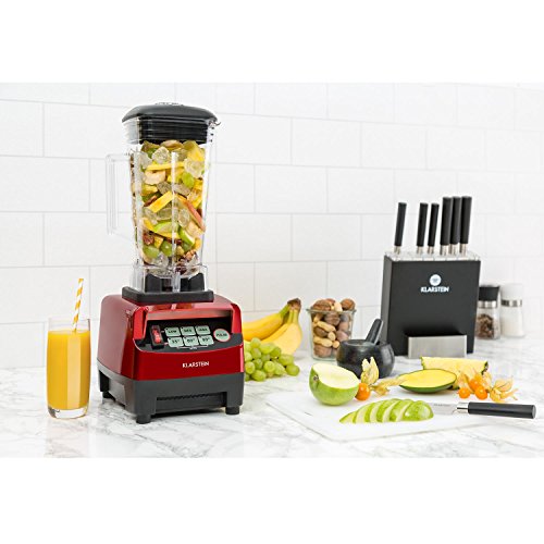 Klarstein Herakles-5G - Batidora de vaso, Batidora americana, Smoothie Maker, 1500 W, Libre de BPA, 40.000 Revoluviones por minuto, 2 Litros de capacidad, Función Pulso, Rojo
