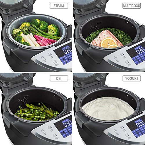Klarstein Hotpot Robot de Cocina multifunción 23 en 1 (950 W, 5 L, Control táctil, Olla Lenta, Vapor, freidora, yogurtera, Horno, arrocera, 23 programas) - Negro