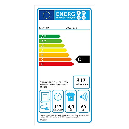 Klarstein Jet Set 4000 - Secadora de ropa, Carga frontal, Potencia 1400 W, Independiente, EEC C, 4 kg, Resistencia de PTC, Calor de hasta 60 °C, Programable de 20 a 200 minutos, Compacta, Negro