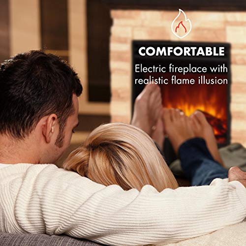 Klarstein Kaprun - Chimenea eléctrica, Bull; 1800 W, 2 Niveles de Calor, Efecto llameante, Piedra simulada, Mando Distancia, Termostato, Negro y marrón