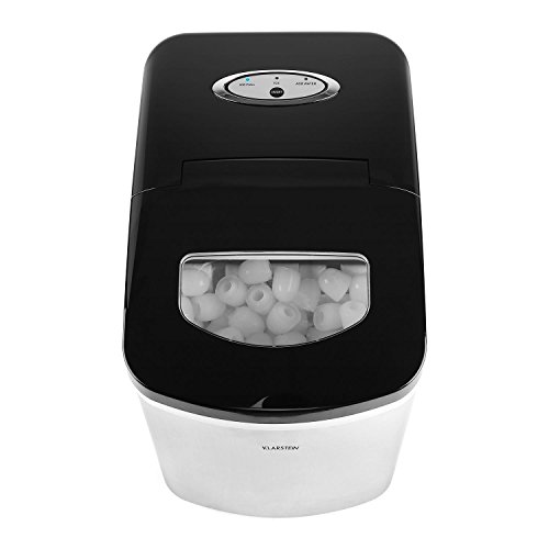 Klarstein Manhattan Máquina de hielo - 10kg/24h, 150W, Preparación 6-10 min, Depósito 2,2L, Compresor silencioso, Ventanilla de observación, Pala, Sabor insípido, Acero inoxidable, Negro