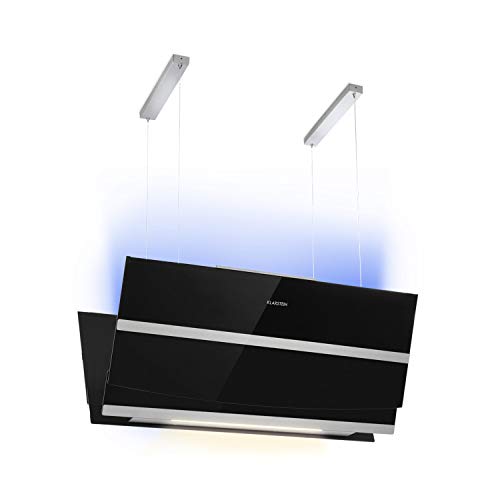 Klarstein Prism Deluxe Extractor de humo - Campana extractora en isla, Ecológica, Eficiencia energética A, 720m³/h, Control táctil, Pantalla LCD, Iluminación LED, absorve y ventila, Negro