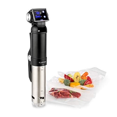 Klarstein Quickstick Pro Sous Vide - Cocedor Sous Vide, Bomba de cocción al vacío, Sensores de temperatura, Cocción optimizada 3D, Alarma de seguridad, IPX7, Display con temporizador, Negro