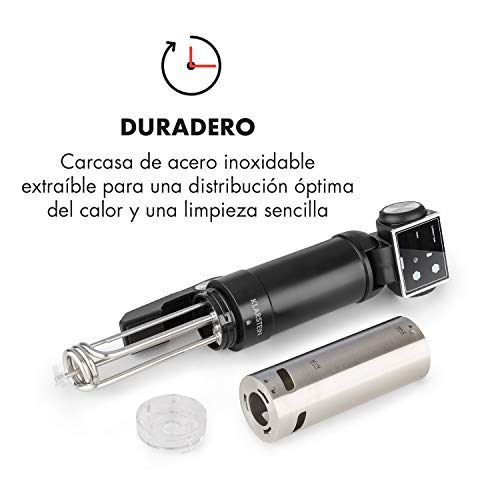 Klarstein Quickstick Pro Sous Vide - Cocedor Sous Vide, Bomba de cocción al vacío, Sensores de temperatura, Cocción optimizada 3D, Alarma de seguridad, IPX7, Display con temporizador, Negro