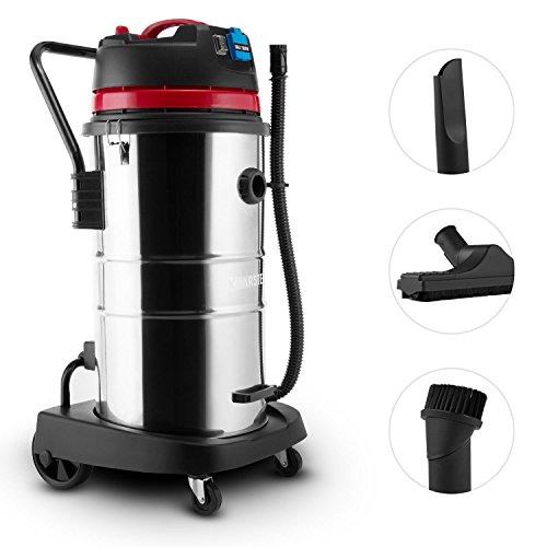 KLARSTEIN Reinraum aspiradora en seco y húmedo - 2000 W de Potencia de aspiración, Toma de Corriente con protección IP44, Tanque de Acero Inoxidable de 60 L, Filtro HEPA,