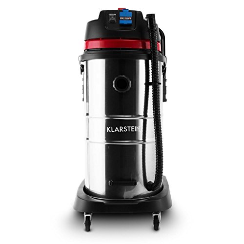 KLARSTEIN Reinraum aspiradora en seco y húmedo - 2000 W de Potencia de aspiración, Toma de Corriente con protección IP44, Tanque de Acero Inoxidable de 60 L, Filtro HEPA,