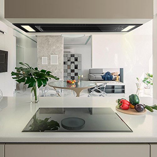 Klarstein Remy - Campana extractora, Bajo mueble, Campana para techo, 90 cm de ancho, Modo aire circulante, Potencia de extracción de 620 m³/h, Filtros anti grasa de aluminio, Negro